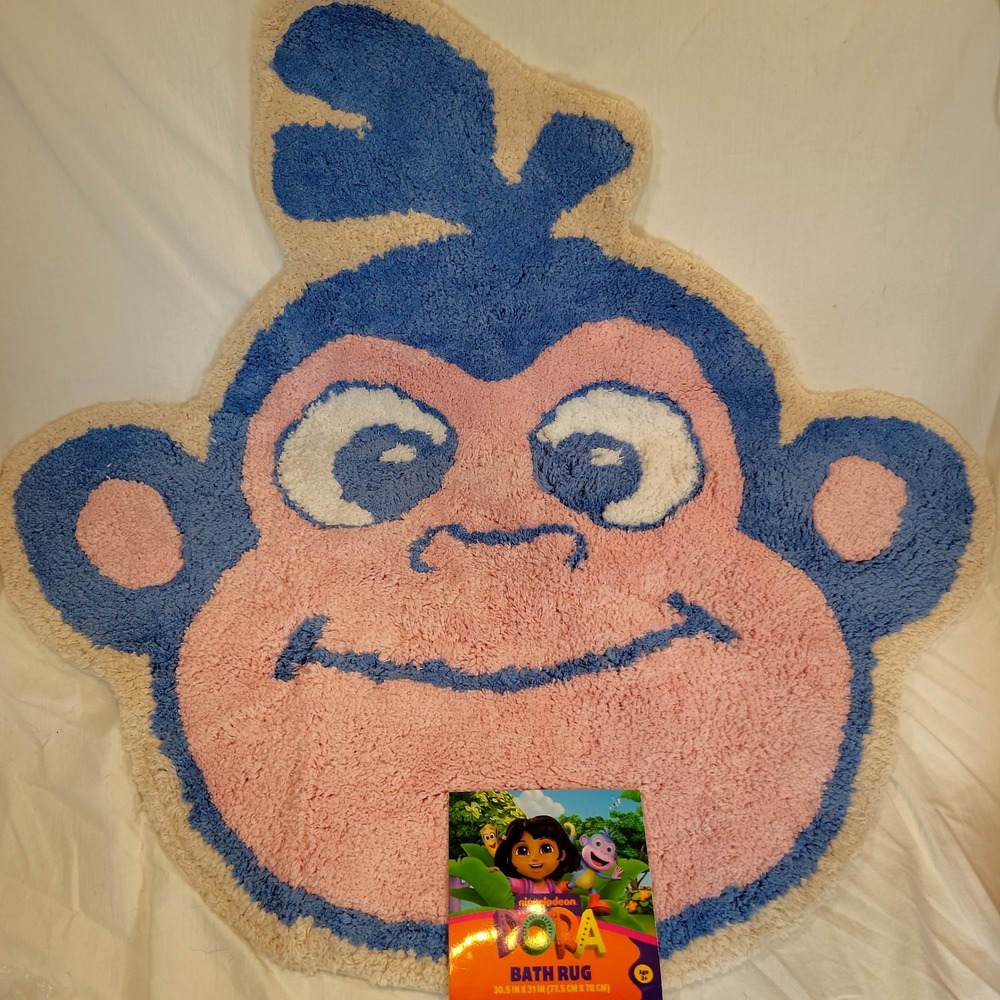 Nickelodeon Dora Boots Bath Rug Kids OS Blue Pink Monkey Cotton 30.5x31 HR451Z